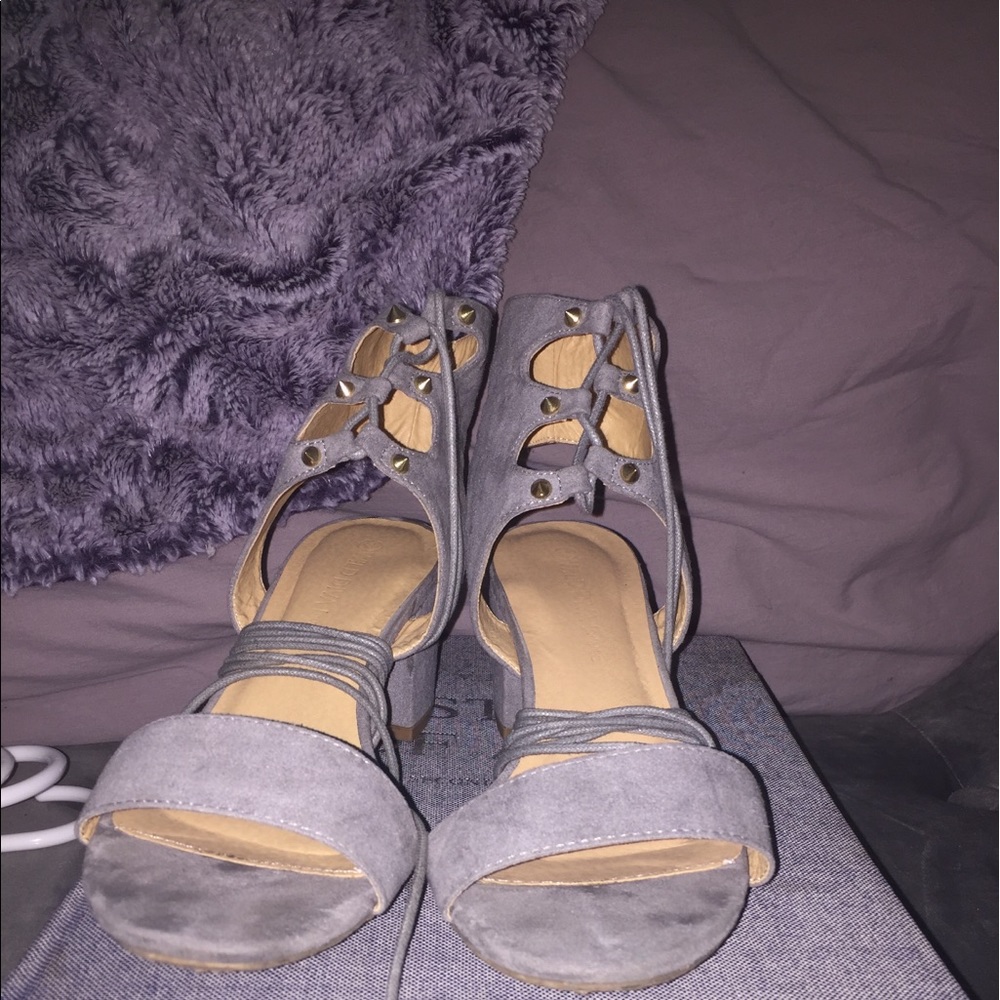 Suede lace up heels !!! Light Blue !